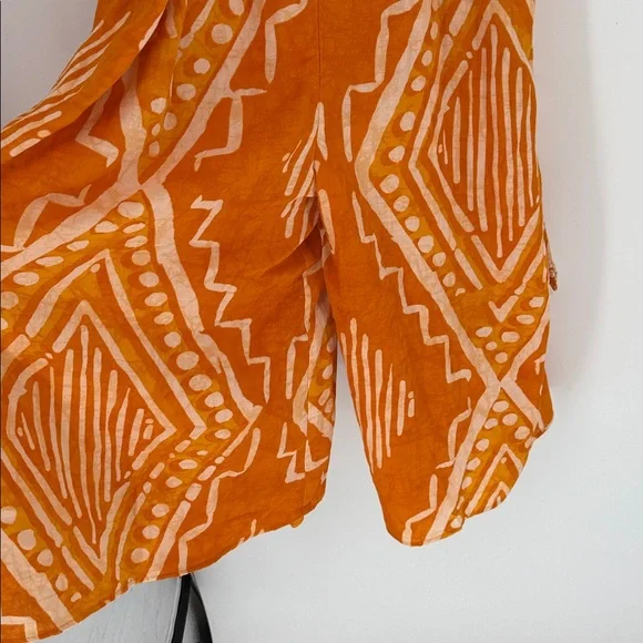 NWT ANTHROPOLOGIE PLEATED WIDE-LEG JUMPSUIT IN ORANGE size L - Picture 7 of 10